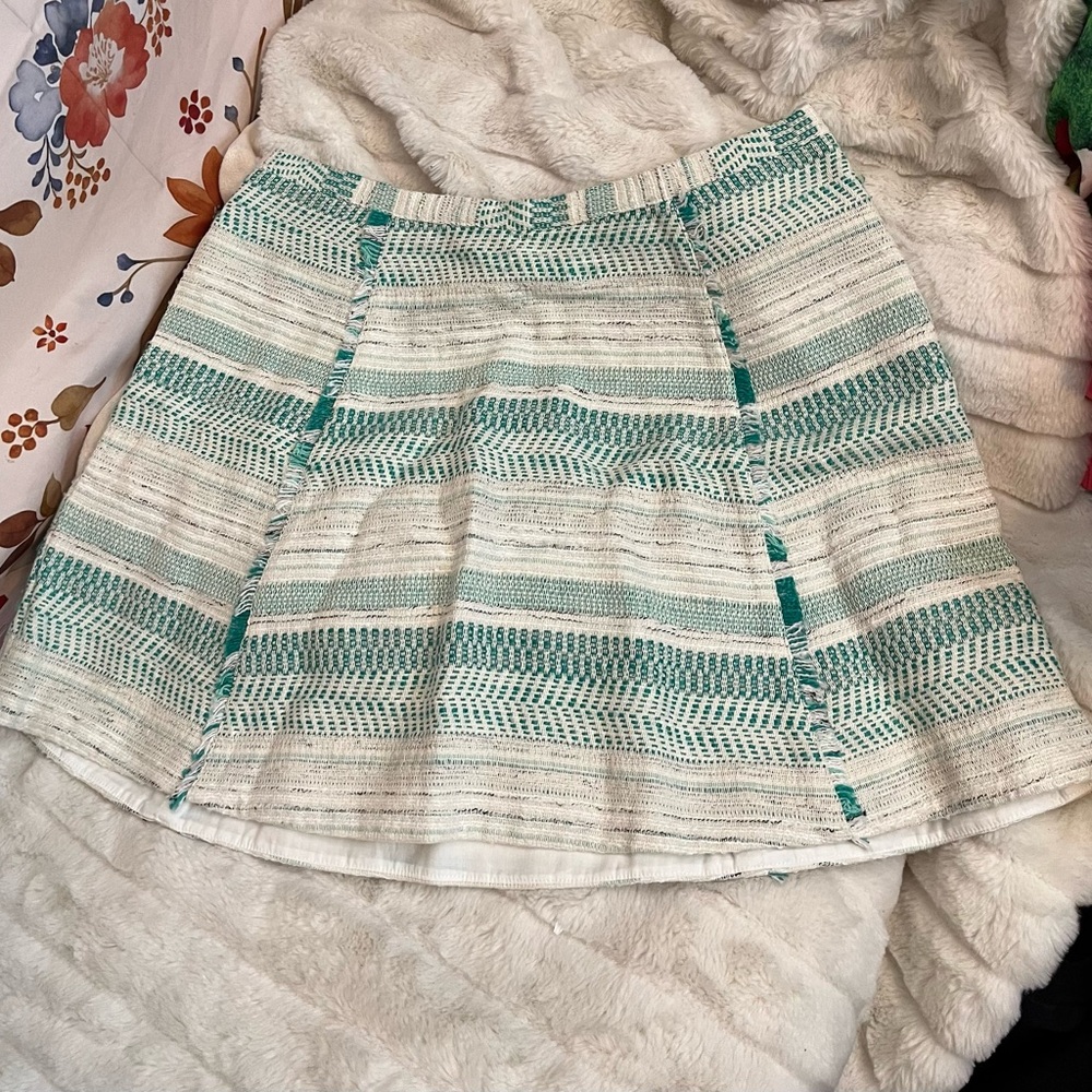 Rachel by Rachel Roy Womens 8 Tropical Tan Green Striped Spring City Mini Skirt